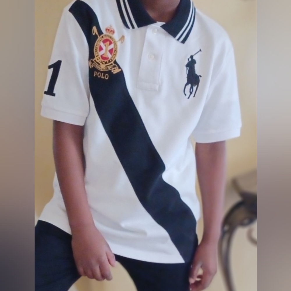 Kids White and Black Polo Shirt